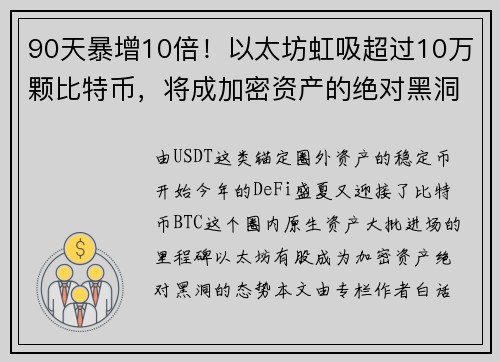 90天暴增10倍！以太坊虹吸超过10万颗比特币，将成加密资产的绝对黑洞？