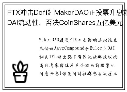 FTX冲击Defi》MakerDAO正投票升息救DAI流动性，否决CoinShares五亿美元投资